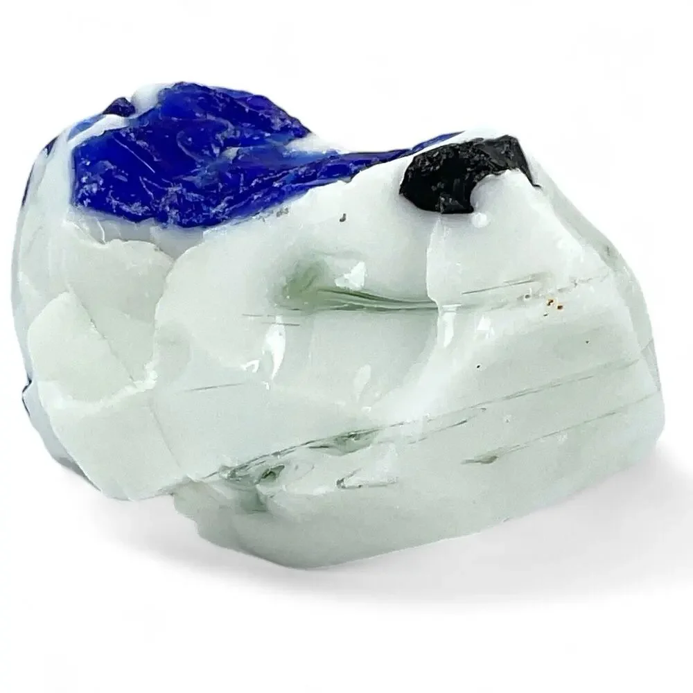 White Milk Cobalt Infused Art Glass Cullet Glowing Manganese‎ Slag Glass #4GX160